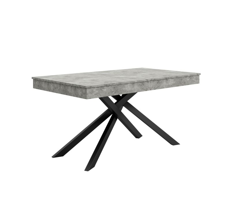 Table à Manger Extensible 140cm - 180cm Idéale Pour 6 à 8 Personnes Pieds Métalliques Croisés Gris
