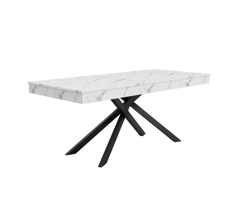 Table à Manger Extensible 140cm - 180cm Idéale Pour 6 à 8 Personnes Pieds Métalliques Croisés Blanc