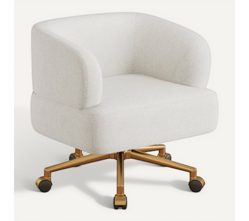 Fauteuil Pivotant à 360°-chaise Pivotante-5 Roulettes-en Chenille-beige