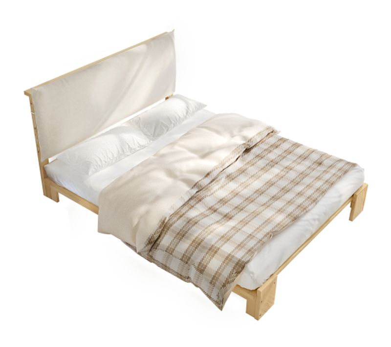 Lit Double 140x200 Cm-lit Adulte-tête De Lit Rembourrée-sommier à Lattes Robuste-en Pin-naturel