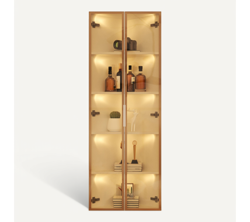 Vitrine LED-Angle Droit à 90°-Meuble de Rangement-Idéal petits espaces-En Verre-Blanc