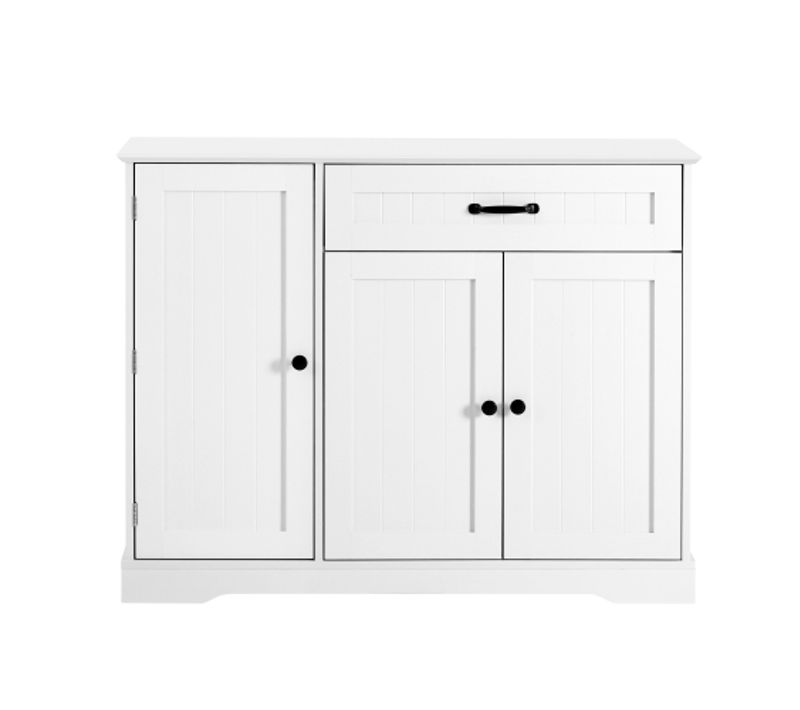 Buffet De Cuisine à 3 Portes Et 1 Tiroir-idéal Pour La Salle à Manger, Le Salon Et Le Couloir-blanc