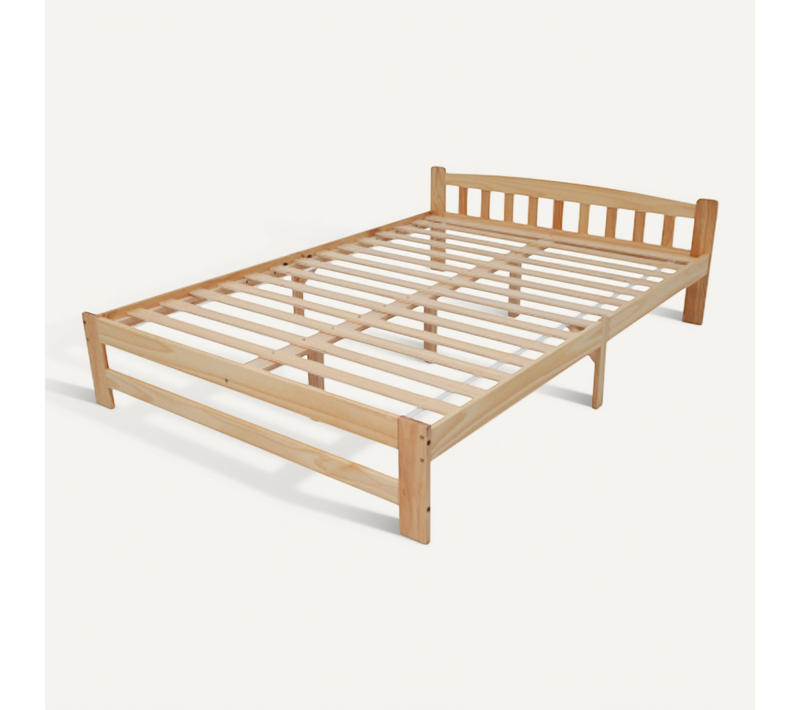 Lit Double 140 X 200 Cm-lit Double-en Bois Massif-avec Sommier à Lattes-lit Adulte-naturel