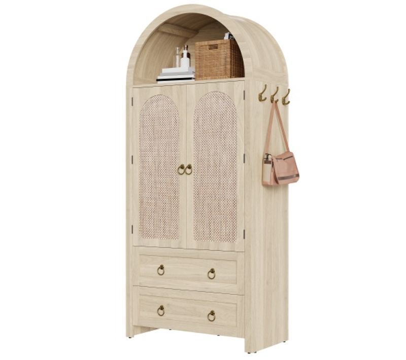 Armoire 180cm-buffet En Osier-à 2 Tiroir-buffet Vintage-meuble De Rangement En Rotin-naturel