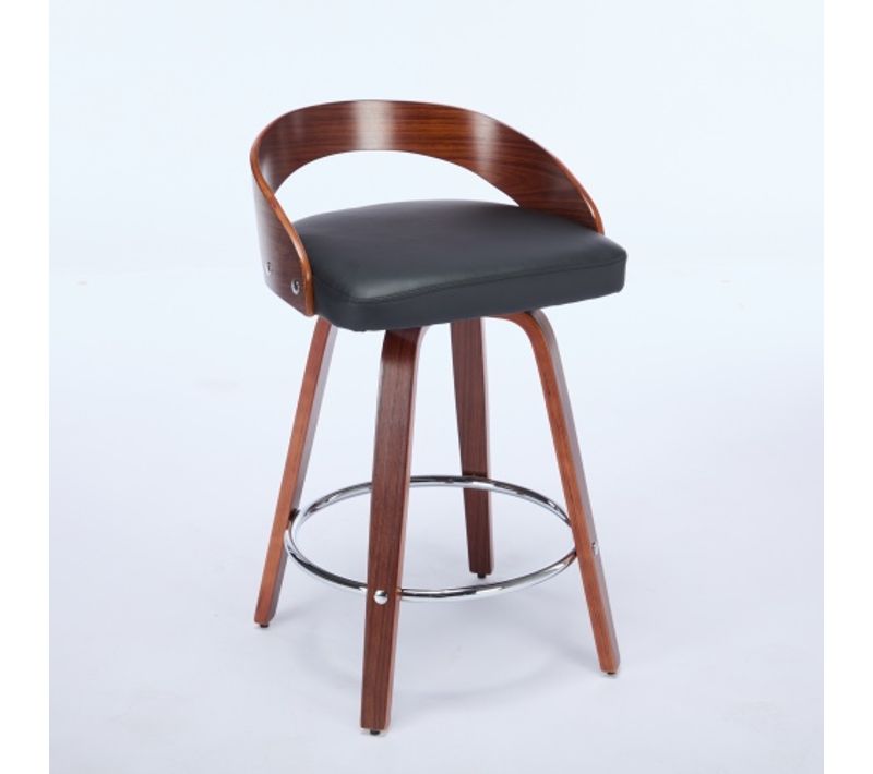 Ensemble De 2 Tabourets Pivotant 360°-avec Assise Rembourrée-coussin Épais 6.5cm-en Cuir Pu-noir