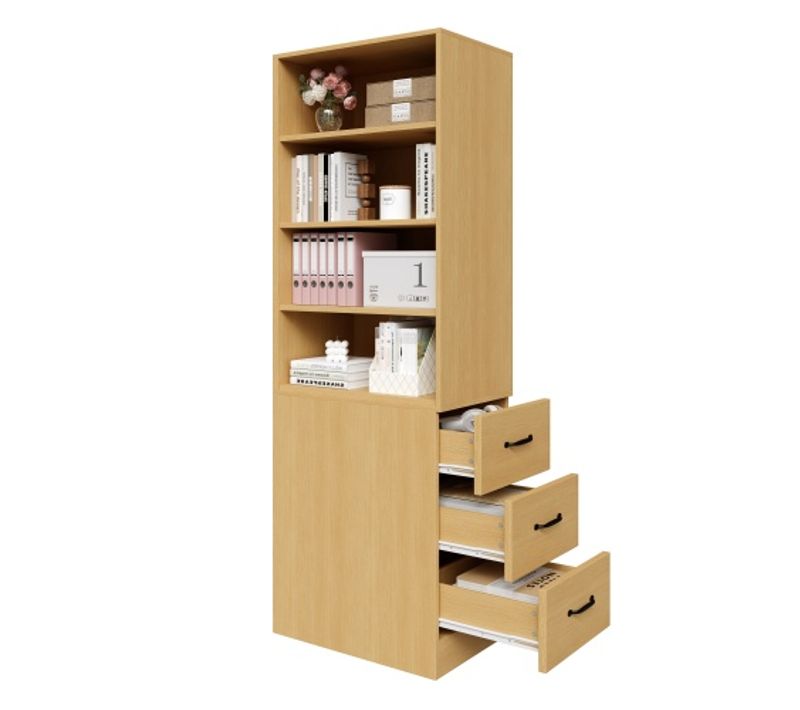 Étagère Étroite-avec 3 Tiroirs Et Étagères Réglables-armoire Haute H180cm-rangement Flexible-naturel