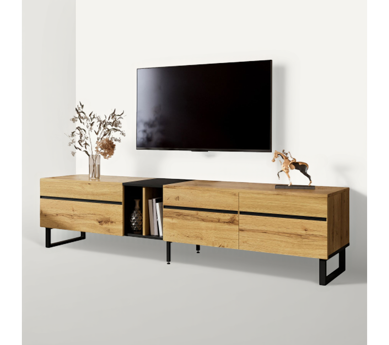 Meuble TV De 180 Cm-meuble TV Bas-meuble De Salon-capacité De Charge 40 Kg-bois