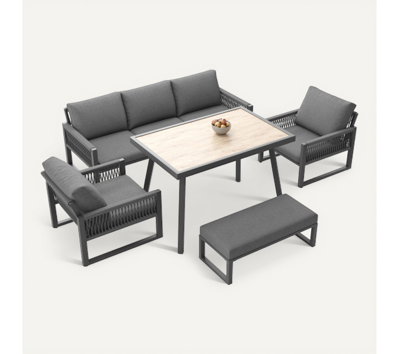 Ensemble Meuble De Jardin-canapé D'extérieur 6-7 Places-résistant Aux Intempéries-gris