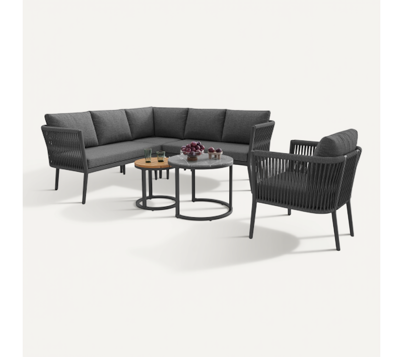 Ensemble De Canapé De Jardin-pour 5 à 6 Personnes-canapé D'angle Modulable-gris