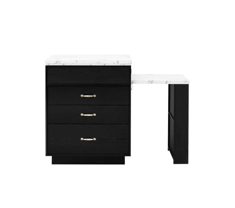 Îlot De Cuisine Avec Multiprises-table à Manger Extensible LED-bar-noir