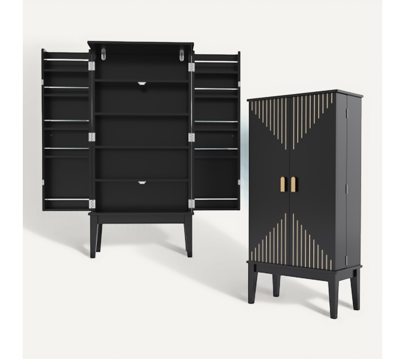 Meuble De Cuisine 120x59x30cm -armoire à 2 Portes-buffet De Cuisine-noir