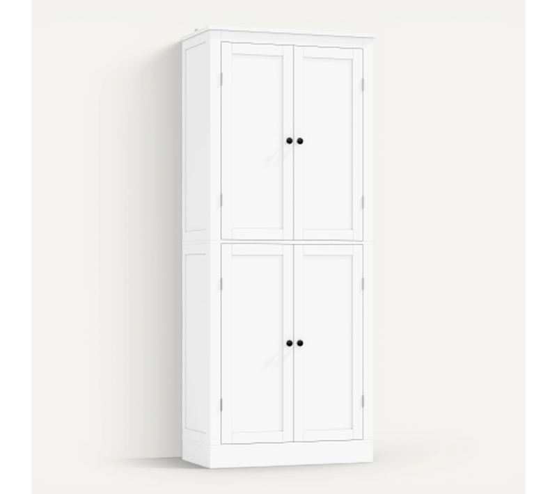Meuble De Cuisine-armoire Haute-buffet De Cuisine Avec 2 Portes-blanc