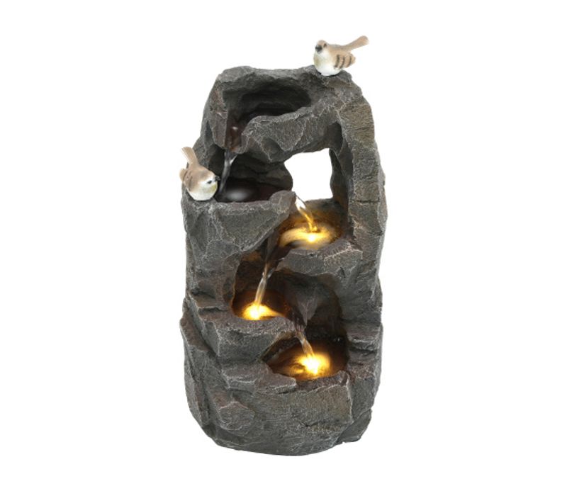 Fontaine D'extérieur 47 Cm-LED-Pour Jardin-Décoration De Jardin-Terrasse Et Pelouse-Gris
