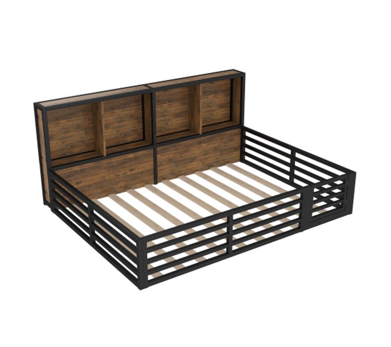 Lit Enfant 140x200 Cm-lit De Jour  LED Avec Barrière-plateforme-sommier à Lattes-blanc