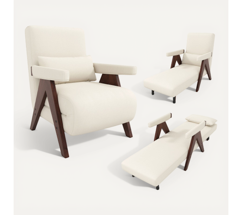 Fauteuil Convertible 3 En 1-canapé-lit-siège Rembourré-fauteuil Lounge-chaise Pliante-brun