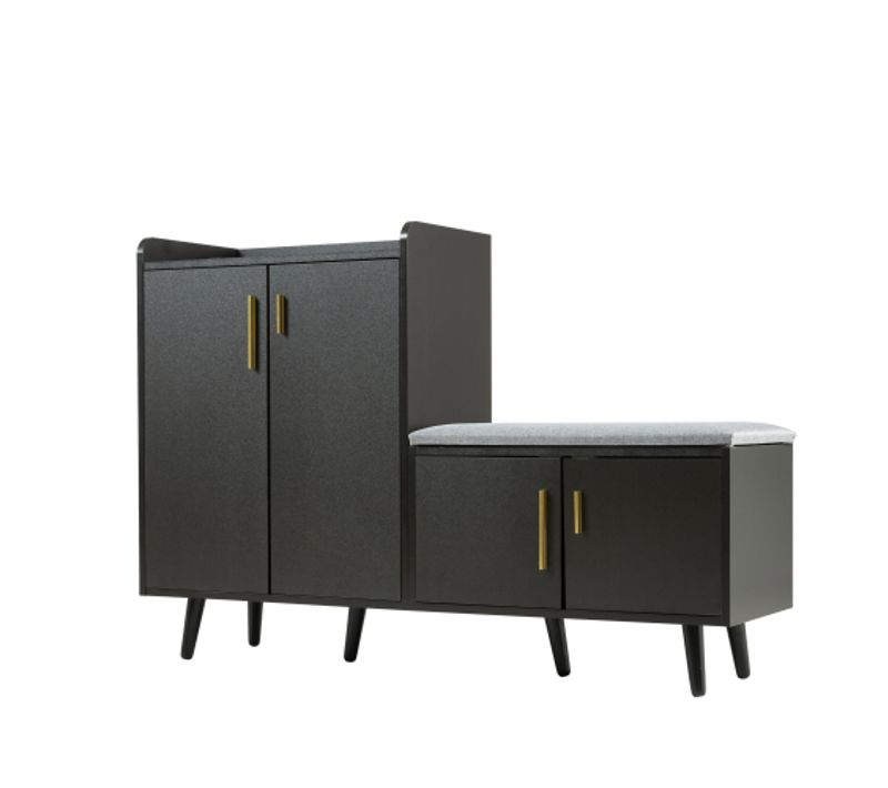 Banc à Chaussures-meuble à Chaussures 120*34*82 Cm-assise Confortable-noir