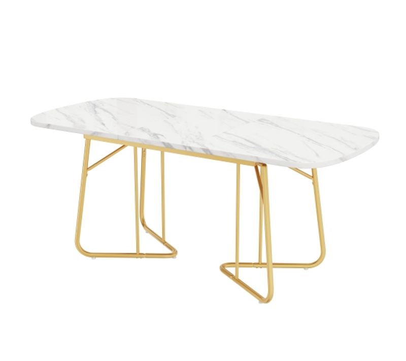 Table à Manger Extensible-table 140/180 X 80 Cm-idéale Pour 4 à 6 Personnes-en Marbre-blanc