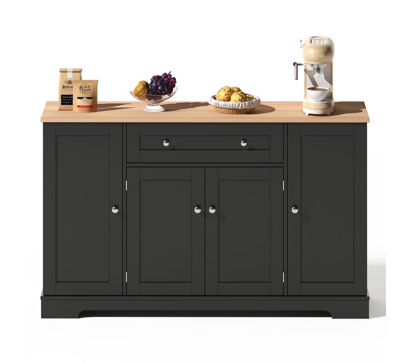 Ilot Central Cuisine Comptoir Avec 1 Tiroir Et 4 Portes Noir