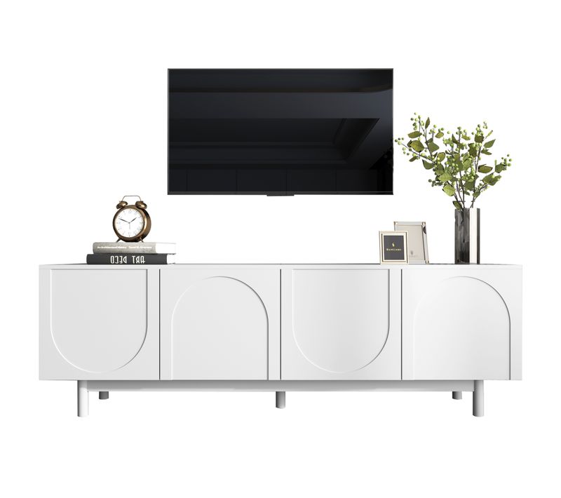 Meuble TV L.175cm Avec 4 Portes Blanc