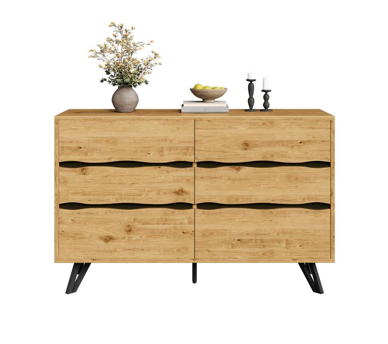 Commode Avec 6 Tiroirs Imitation Chêne