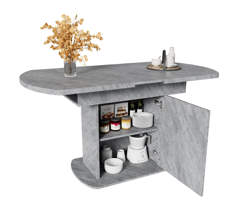 Table à Manger Extensible 110/130 X 70cm Avec 1 Porte Gris