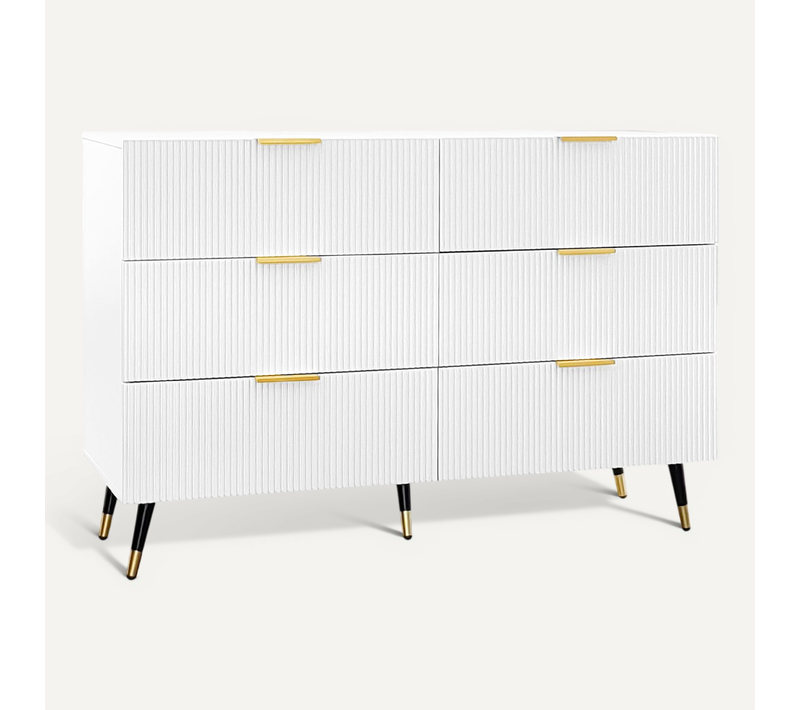 Commode Avec 6 Tiroirs Blanc