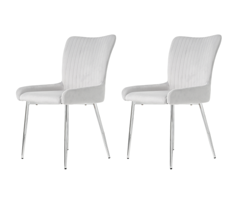 Lot De 2 Chaises Avec Pieds En Métal En Velours Gris