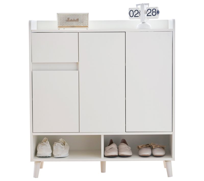 Meuble à Chaussures Avec 3 Portes Et 1 Tiroir Blanc - Meuble à Chaussures