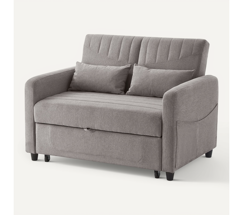 Canapé Convertible 2 Places Avec Dossier Réglable Sur 3 Niveaux Gris