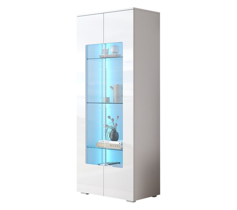 Vitrine Avec LED Et 2 Portes Blanc