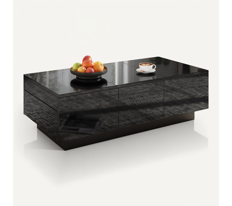 Table Basse Avec 1 Tiroir Et 2 Bureau Extensible Noir