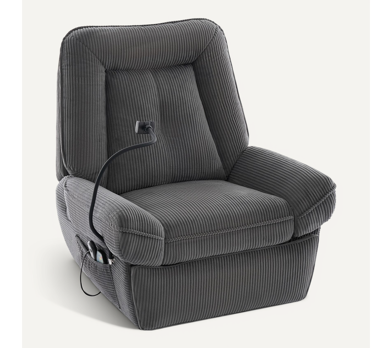 Fauteuil Relax Rotatif à 360° Avec USB, Fonctions De Chauffage Et De Massage Gris