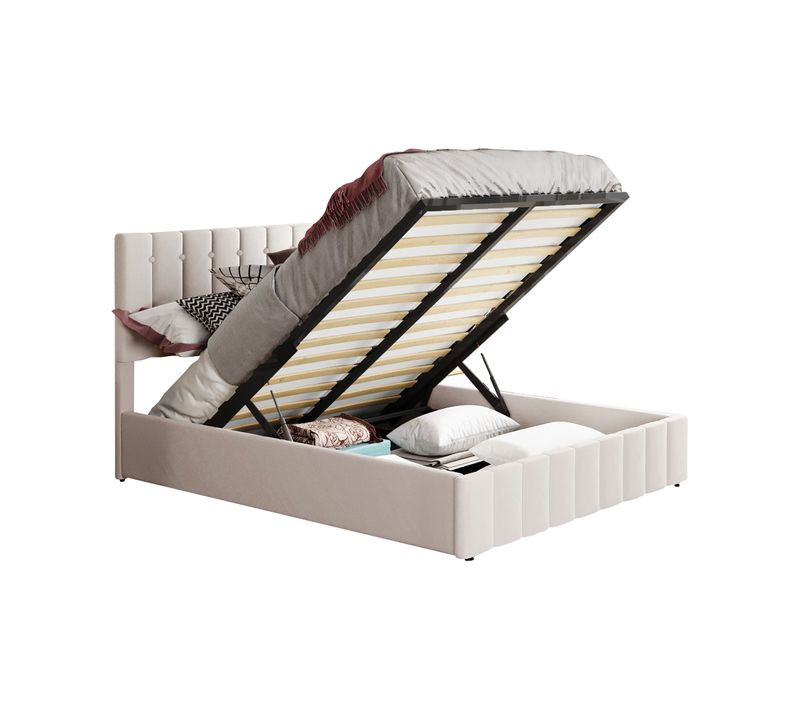 Lit Coffre 140x200 Cm Blanc Avec Tête De Lit Et Sommier - Lit Double But