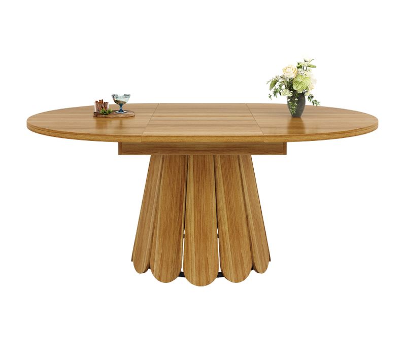 Table De Salle à Manger Ronde Extensible En Ovale 118-158 Cm Marron