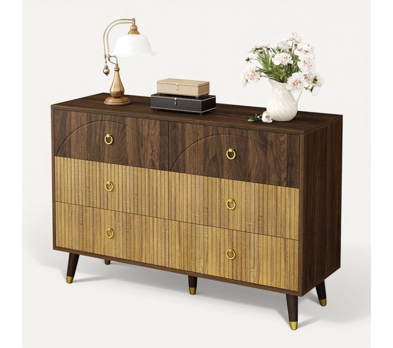 Commode 6 Tiroirs Marron