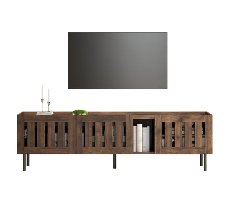 Meuble TV Bas-160 Cm-jusqu'à 65 Pouces-en Mdf-bonne Respirabilité-noyer Foncé
