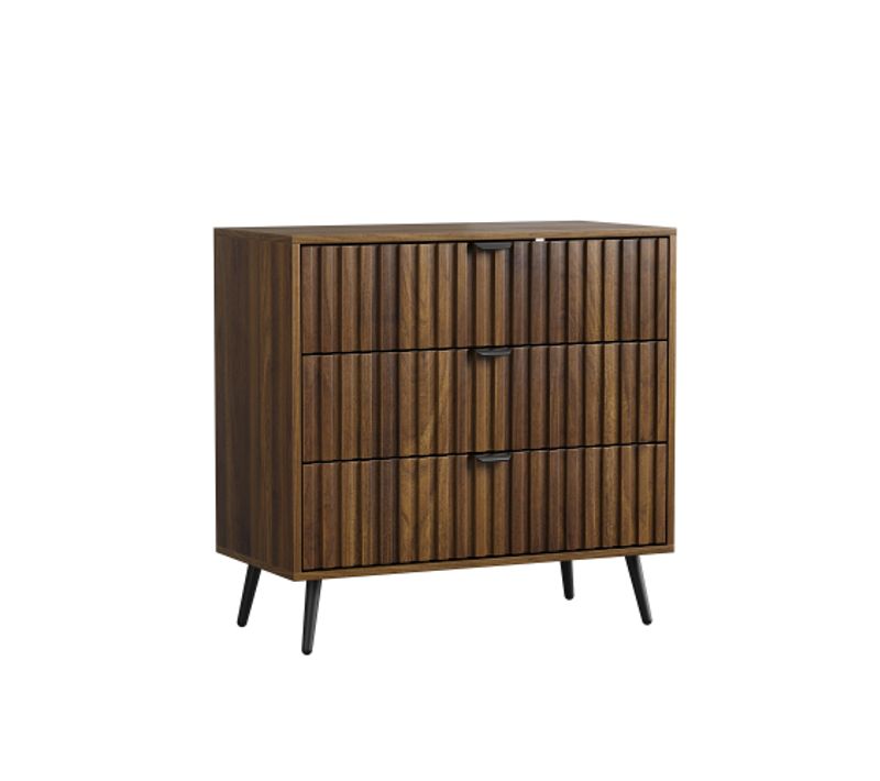 Commode à 3 Tiroirs-armoire/meuble De Rangement-en Bois-couleur Noyer