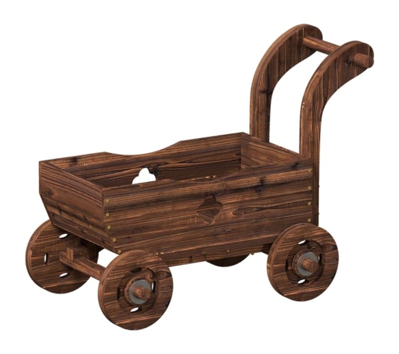 Carré De Jardin Surélevé En Bois-en Forme De Chariot-68 X 38 X 52 cm-naturel