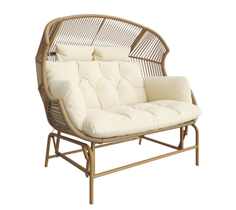 Balancelle 2 Places-fauteuil Suspendu-acier/rotin Pe-coussins Anti-glisse-couleur Bois