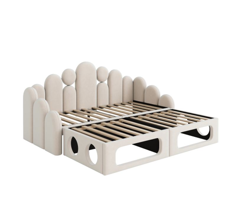 Lit Gigogne 180x200 Cm Avec Couchage Pour Animaux-2 En 1 - Beige