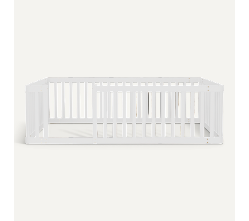 Lit 90x200cm-cadre De Lit En Pin-lit Enfant Avec Barrière-blanc