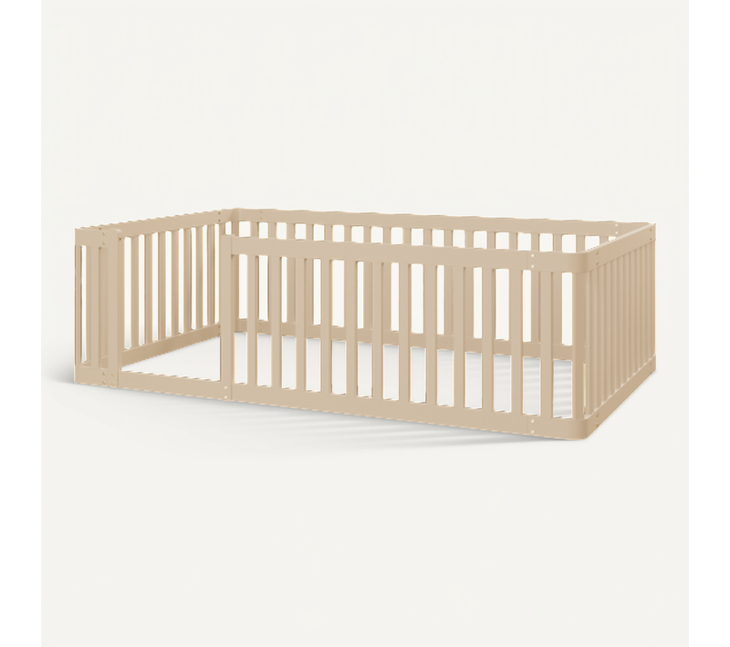 Lit 90x200cm-cadre De Lit En Pin-lit Enfant Avec Barrière-crème