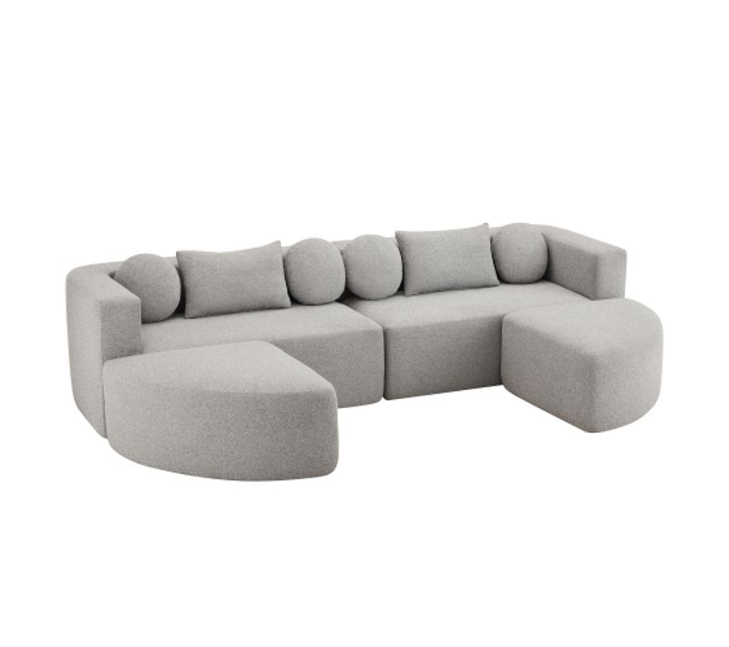 Canapé Compressé-canapé Modulable-sans Structure-en Velours Côtelé-gris