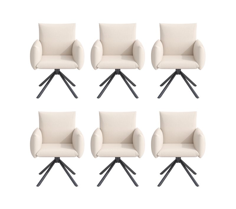 Lot De 6 Chaises De Salle à Manger Rotation à 360° Lin Beige