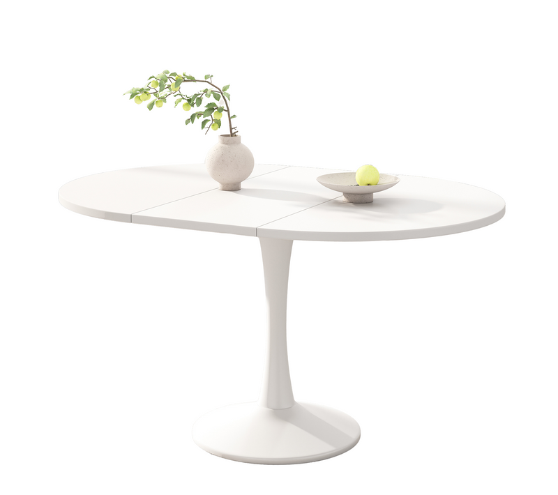 Table à Manger Extensible 100/140 X 100 X 75 Cm Ovale Blanc