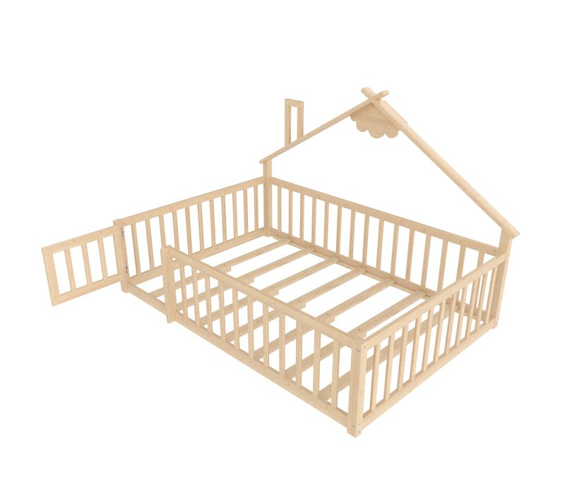 Lit Cabane Enfant 140 X 190 Cm En Bois Avec Barrières De Sécurité – Design Maison
