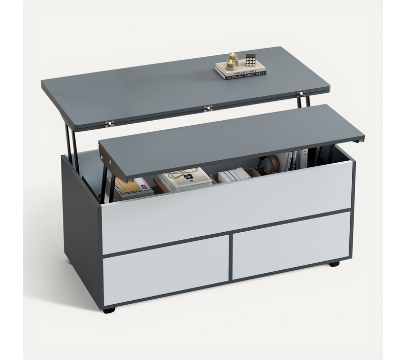 Table Basse Plateau Relevable Avec 1 Tiroir Grey