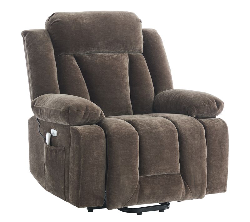 Fauteuil Relax Électrique Avec Massage En 8 Points, Fonction Chauffante Et Réglage En Hauteur Marron