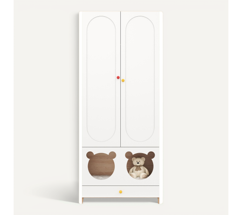 Armoire Enfant-meuble De Chambre-avec Penderie-avec Panier Pour Chat-en Mdf-blanc
