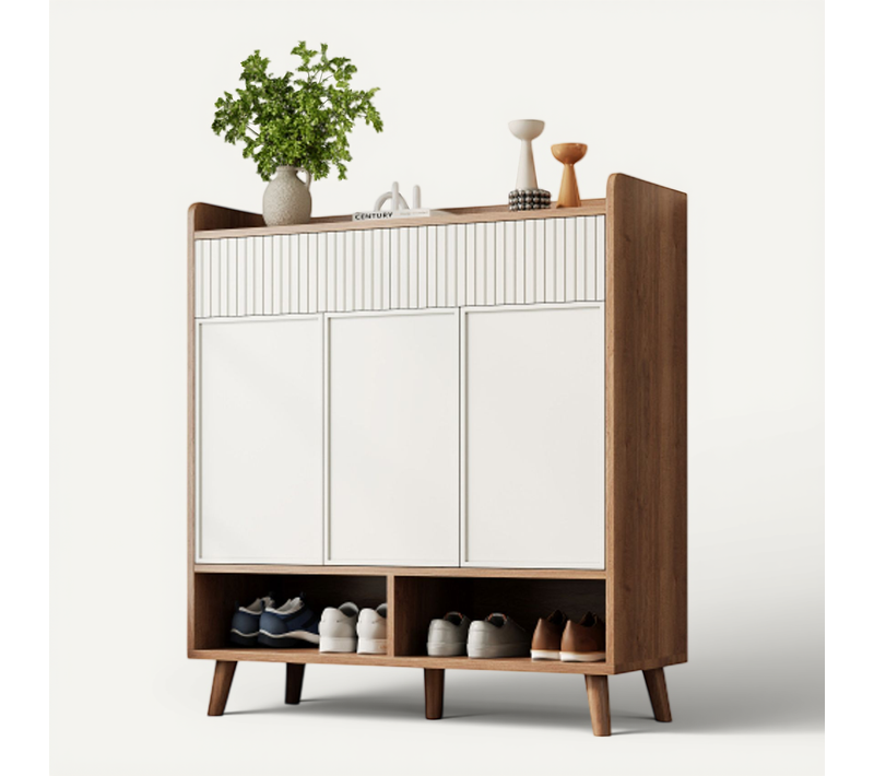 Meuble à Chaussures-avec Pieds En Bois-anti-basculement-fin 35 Cm-blanc